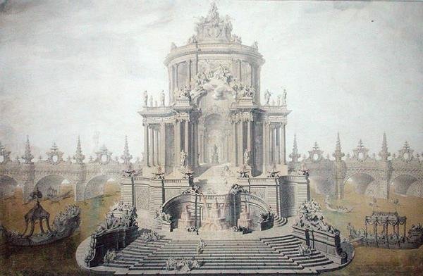 Decoratieontwerp voor de Viering van het Huwelijk van de Dauphin Louis van Frankrijk (1729-65) 1745 door French School