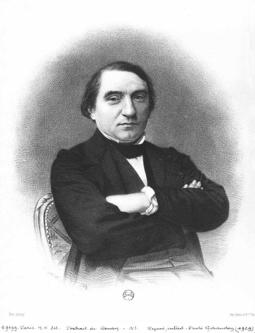 Ernest Renan (1823-92) naar een foto van Pierre Petit door French School