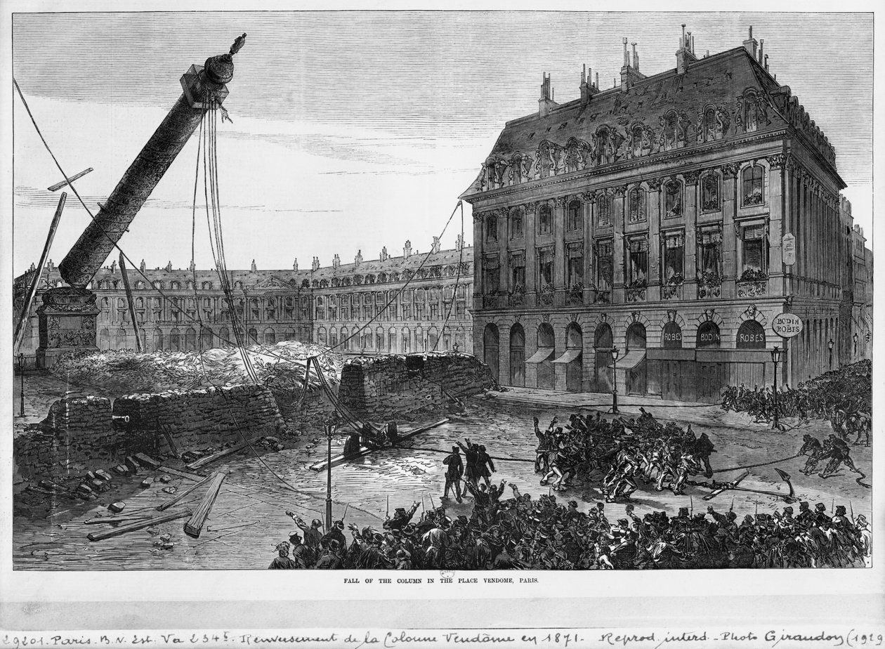 Val van de zuil op de Place Vendôme, Parijs, 1871 door French School