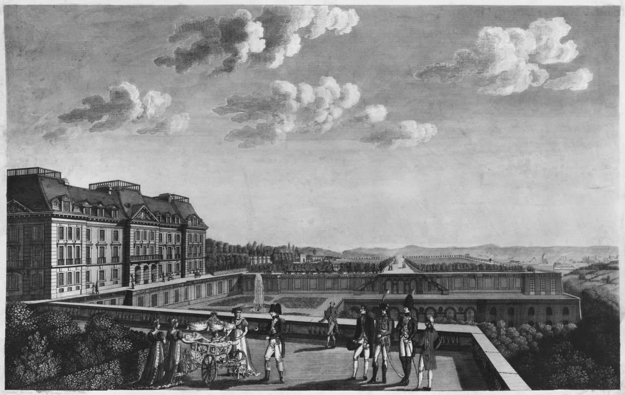 Eerste stappen van de koning van Rome op het terras van Saint-Cloud, gegraveerd door Dubois door French School