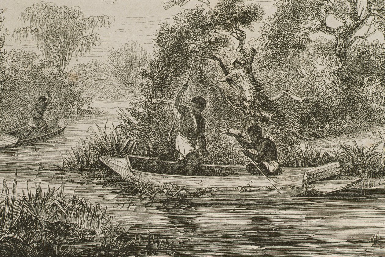 Vissers op de Senegal rivier, 1860s door French School