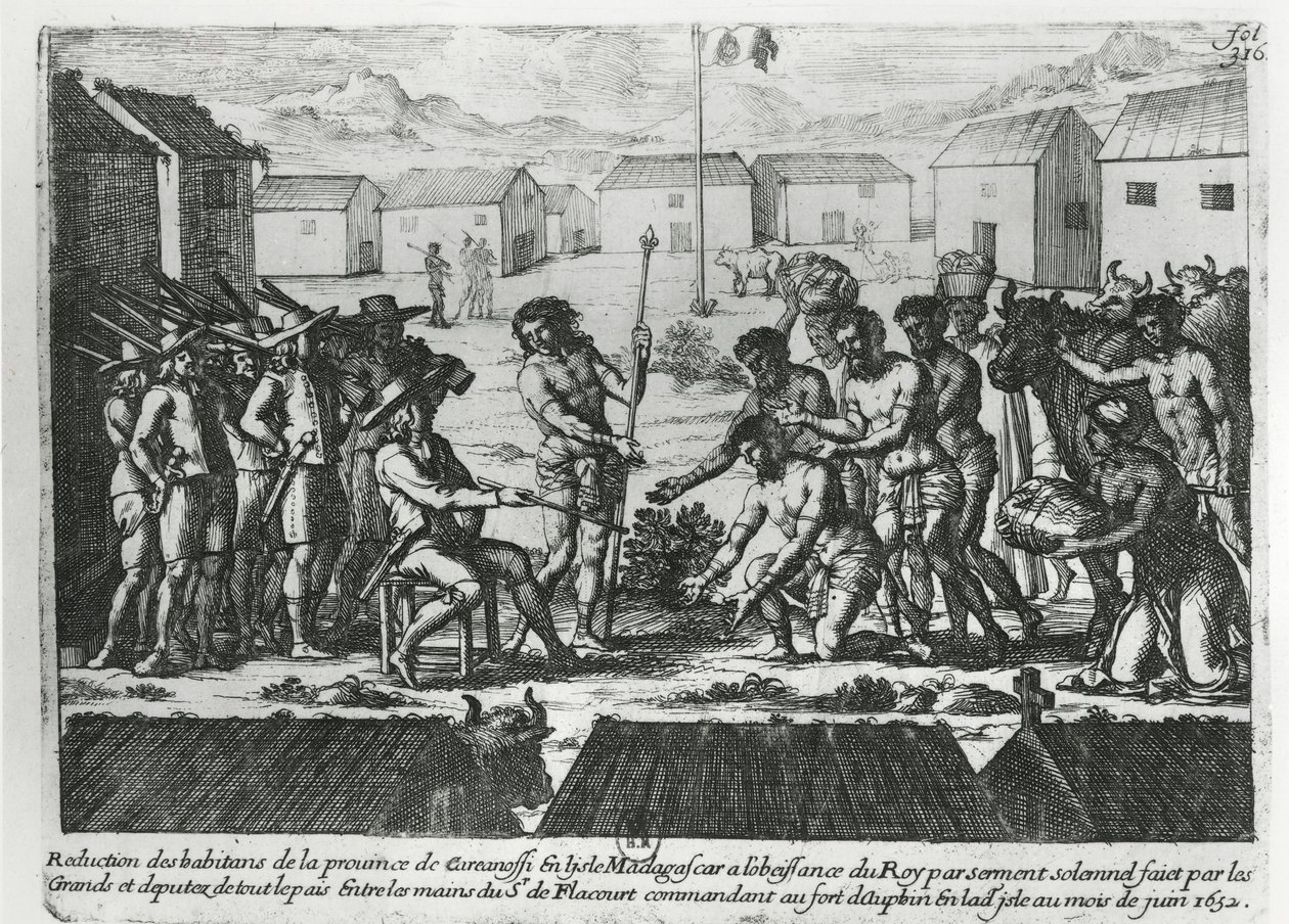 Madagaskar onderwerpt zich aan Etienne Flacourt (1607-60) 1652 door French School