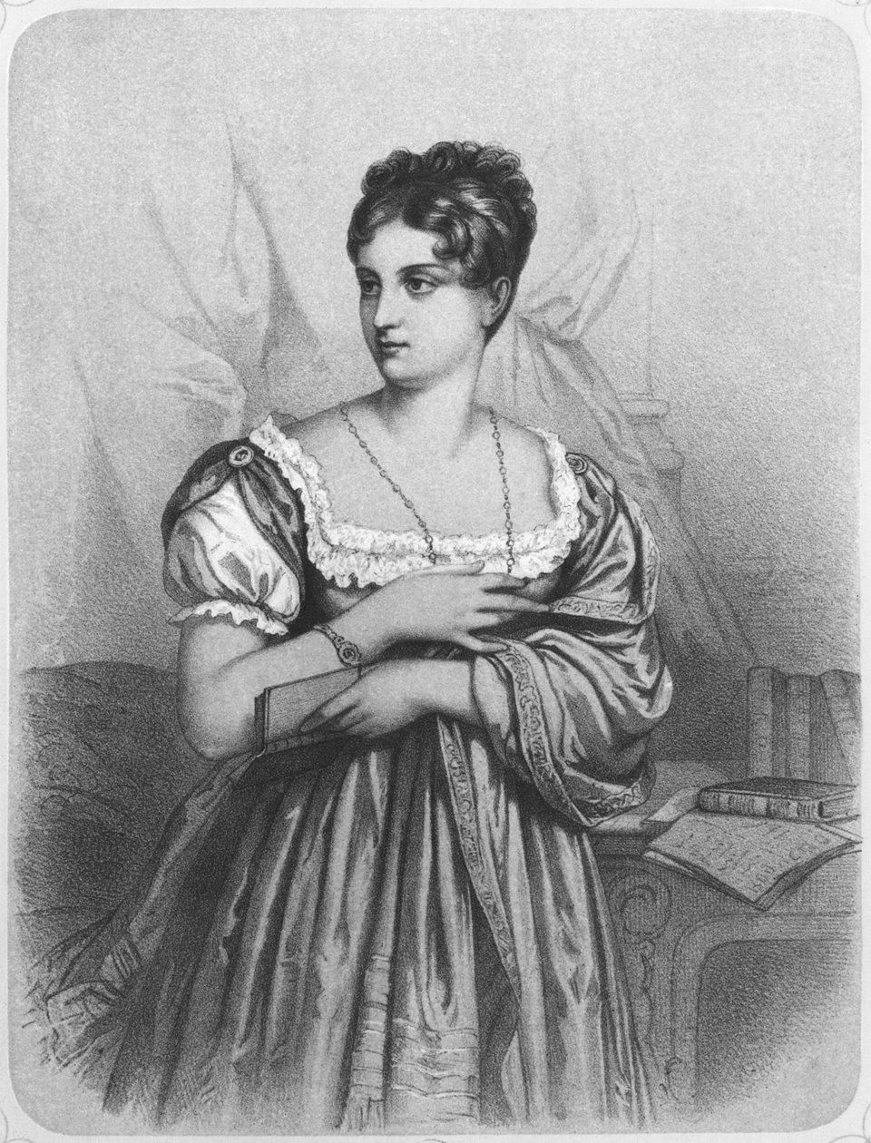 Mademoiselle George, gegraveerd door J. Champagne door French School