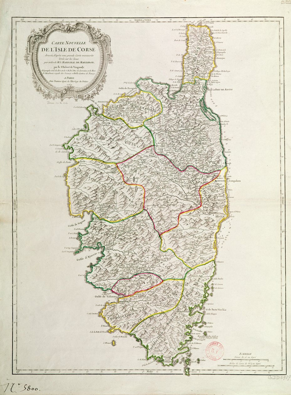 Kaart van Corsica door French School