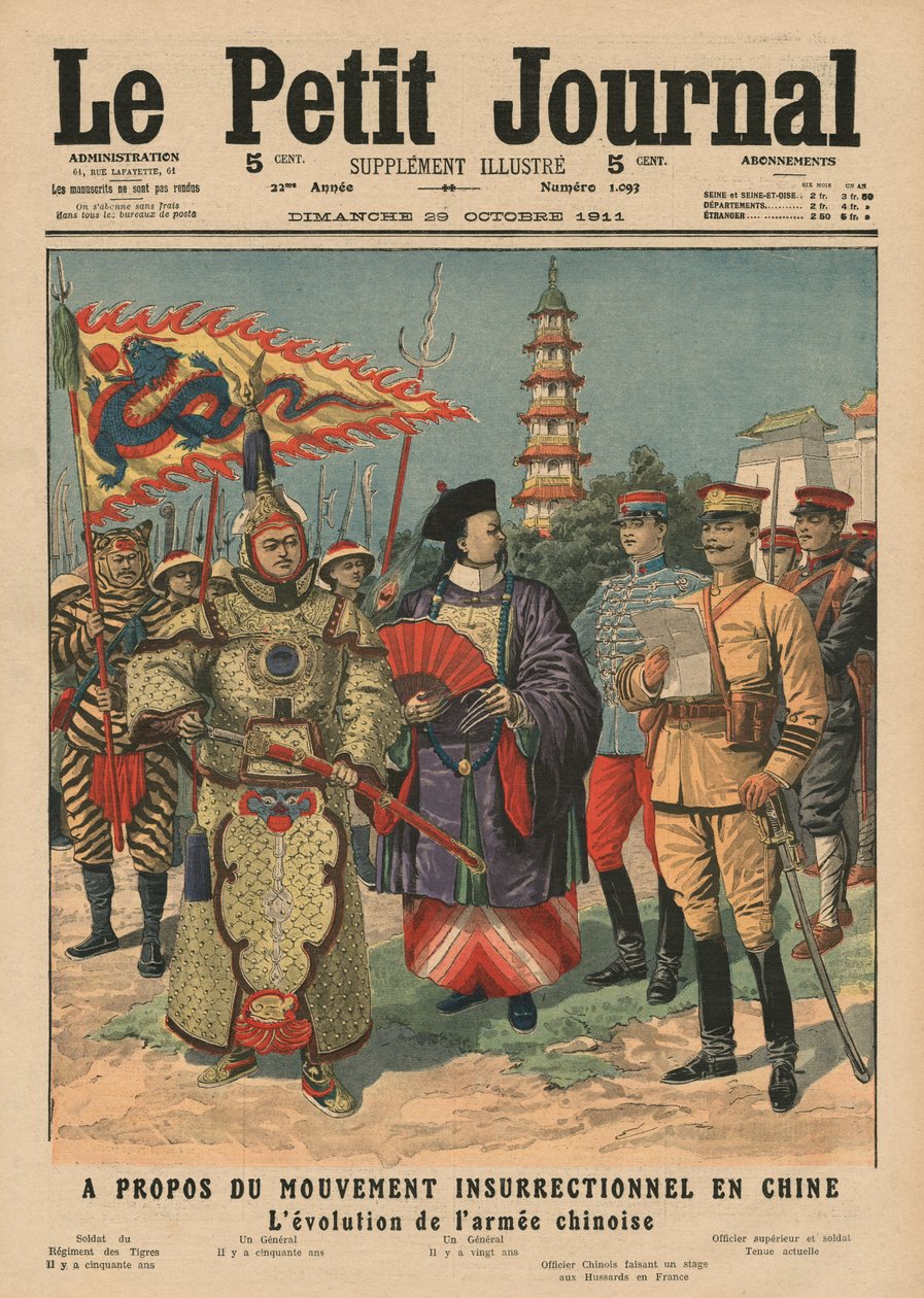 Beweging van opstand in China, evolutie van het Chinese leger, illustratie uit 