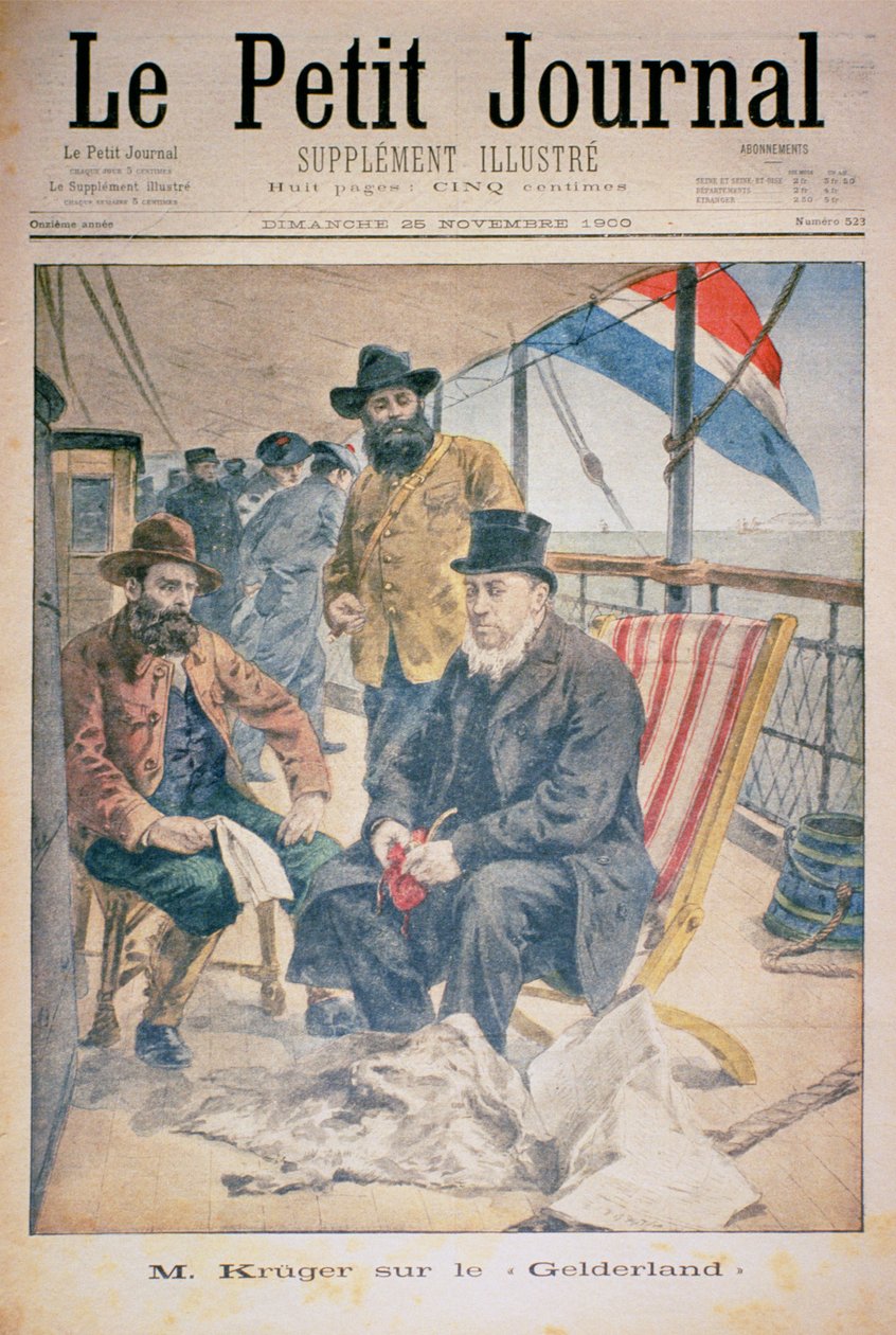 De Heer Kruger op de Gelderland, voorpagina van Le Petit Journal, 25 november 1900 door French School