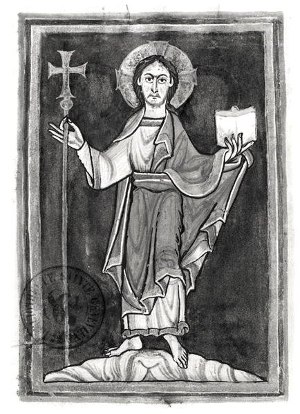 Ms 2657 fol.2v Christus, uit een Benedictional door French School