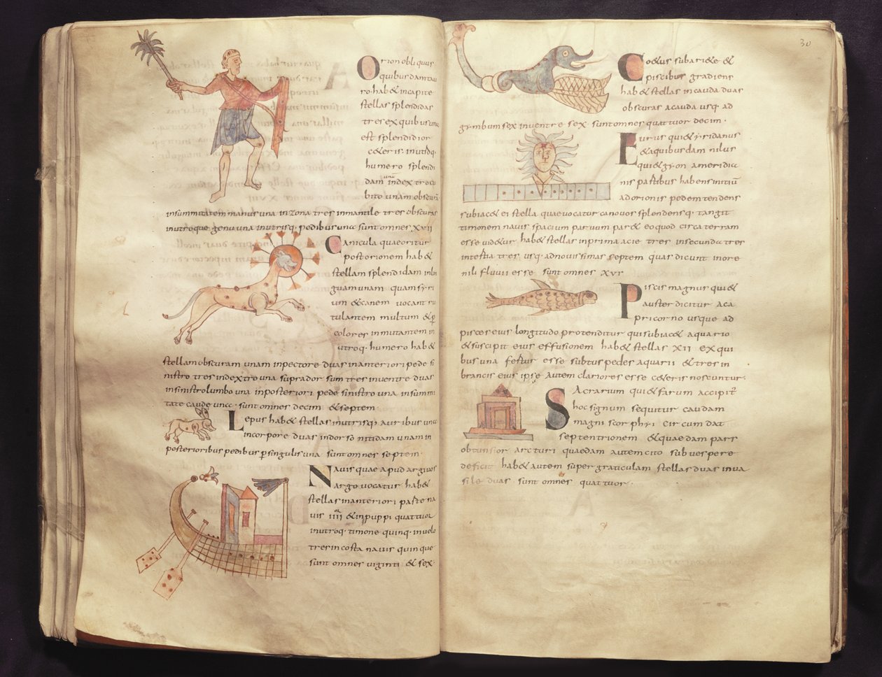 Ms 422 Fol.29 en 30 Pad van de maan door de sterrenbeelden, uit 