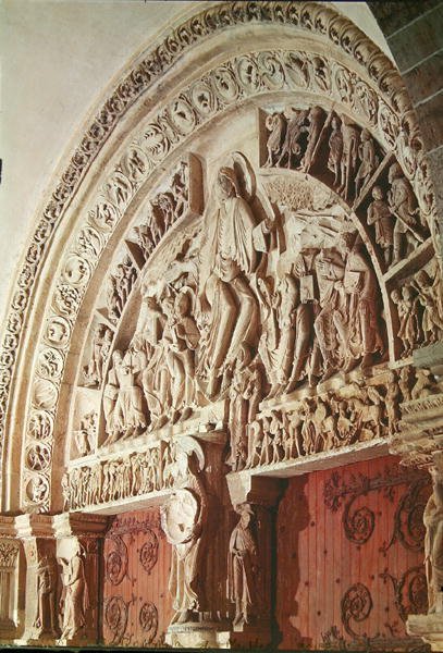 Pinksteren, van het timpaan van het centrale portaal, c.1120 door French School