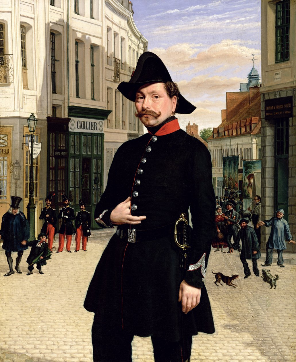 Portret van een politieagent in Douai in 1848 door French School