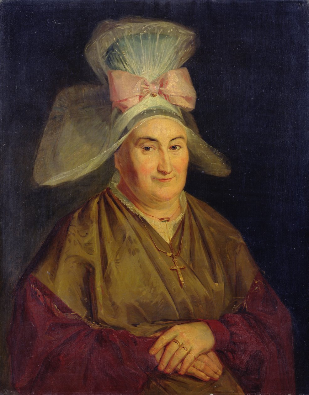 Portret van een vrouw met een Normandische kap door French School