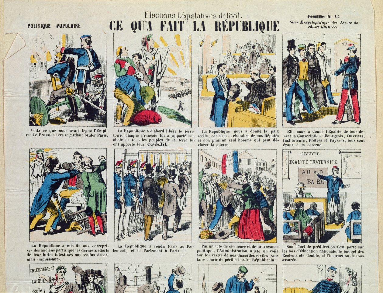 Republikeinse propaganda ter ondersteuning van de oprichting van de Derde Republiek, c.1881 door French School