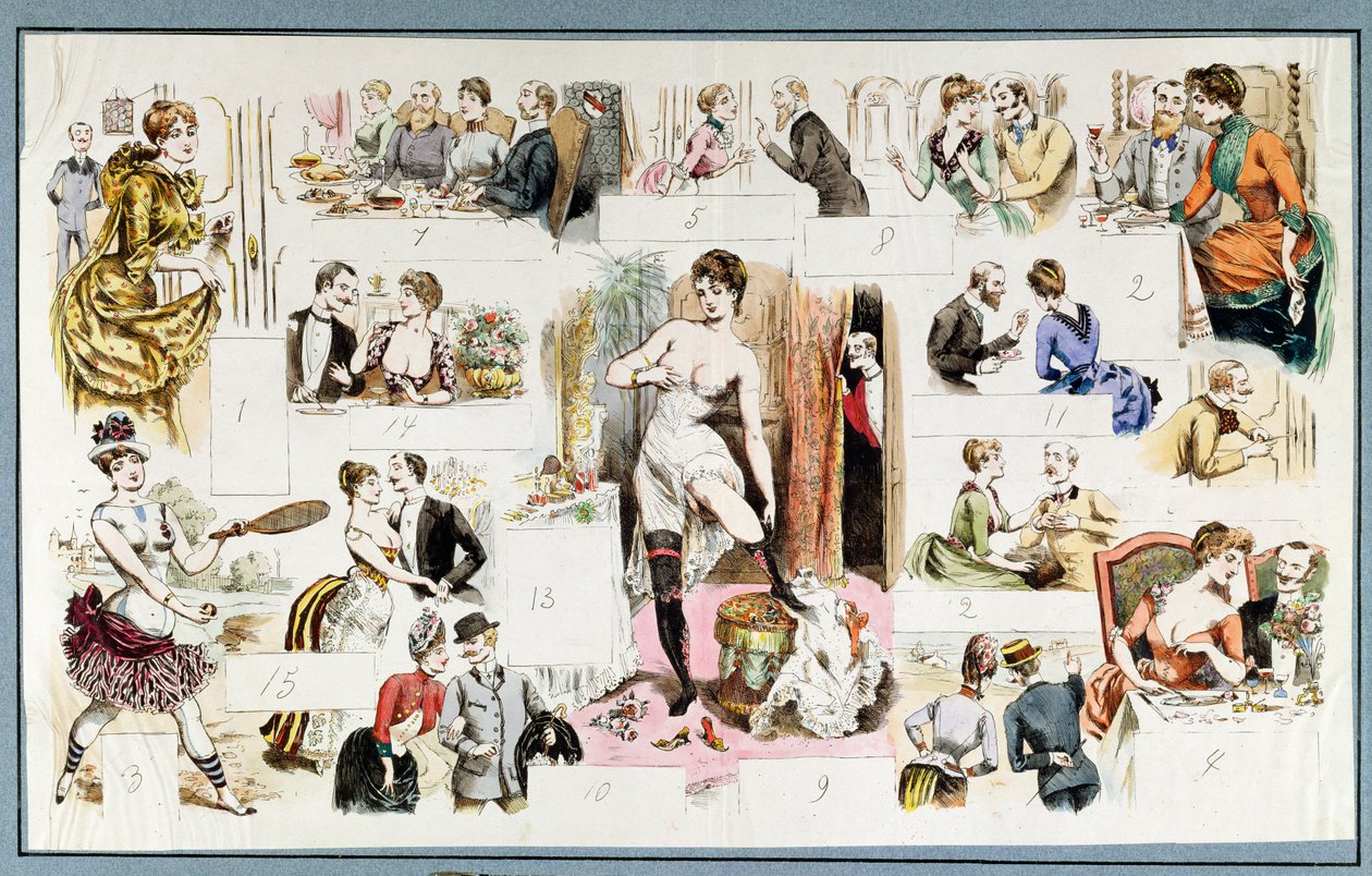 Scènes uit het dagelijks leven van een courtisane, ca. 1880 door French School