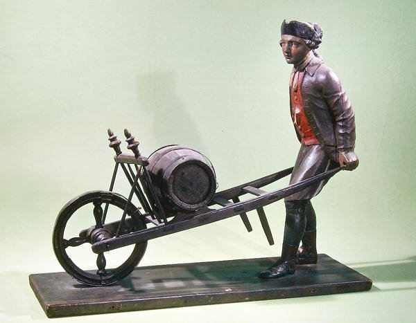 Bord dat een azijnverkoper met zijn kruiwagen voorstelt, 1757 door French School