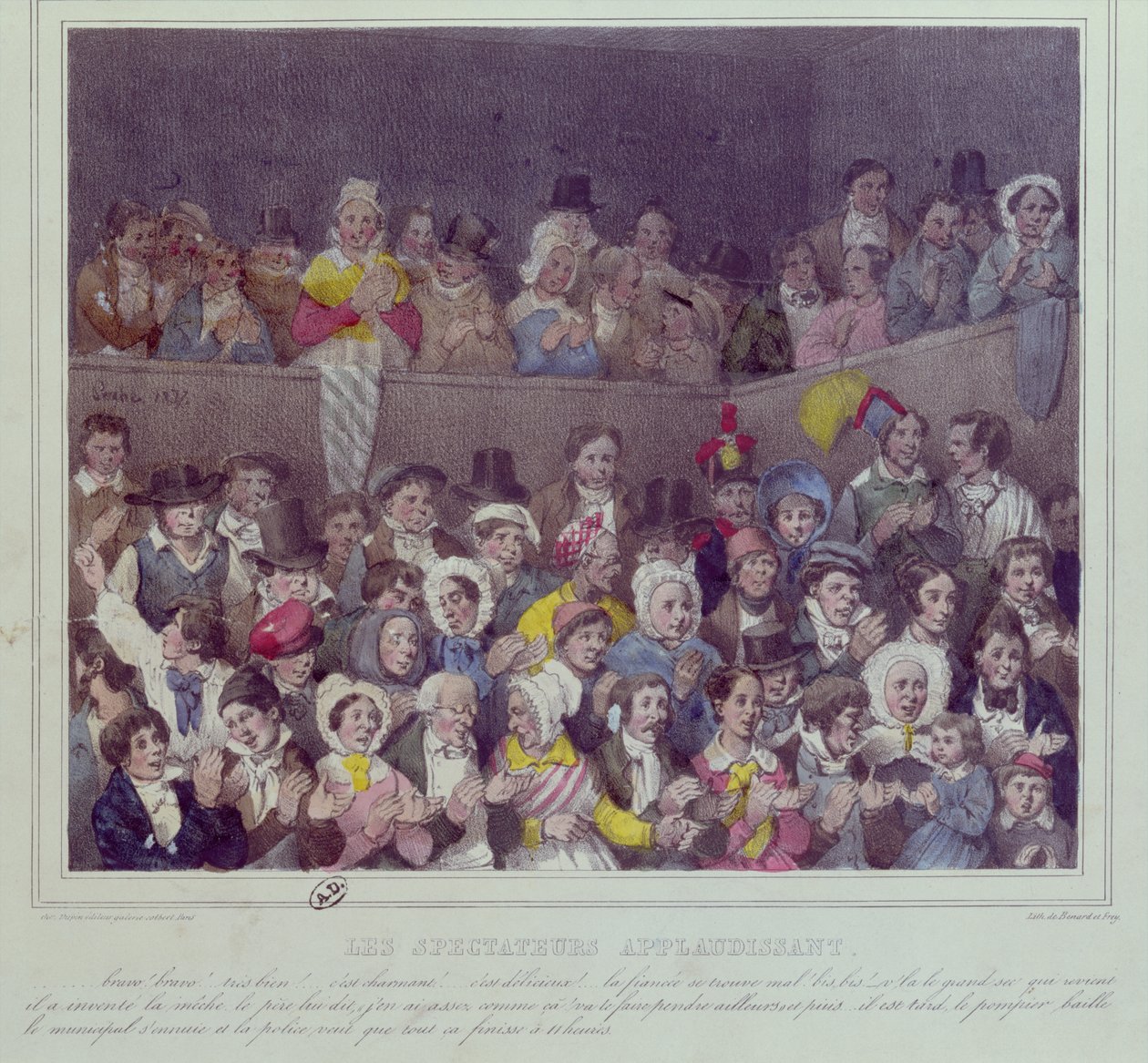 Toeschouwers applaudisseren in het theater, 1837 door French School