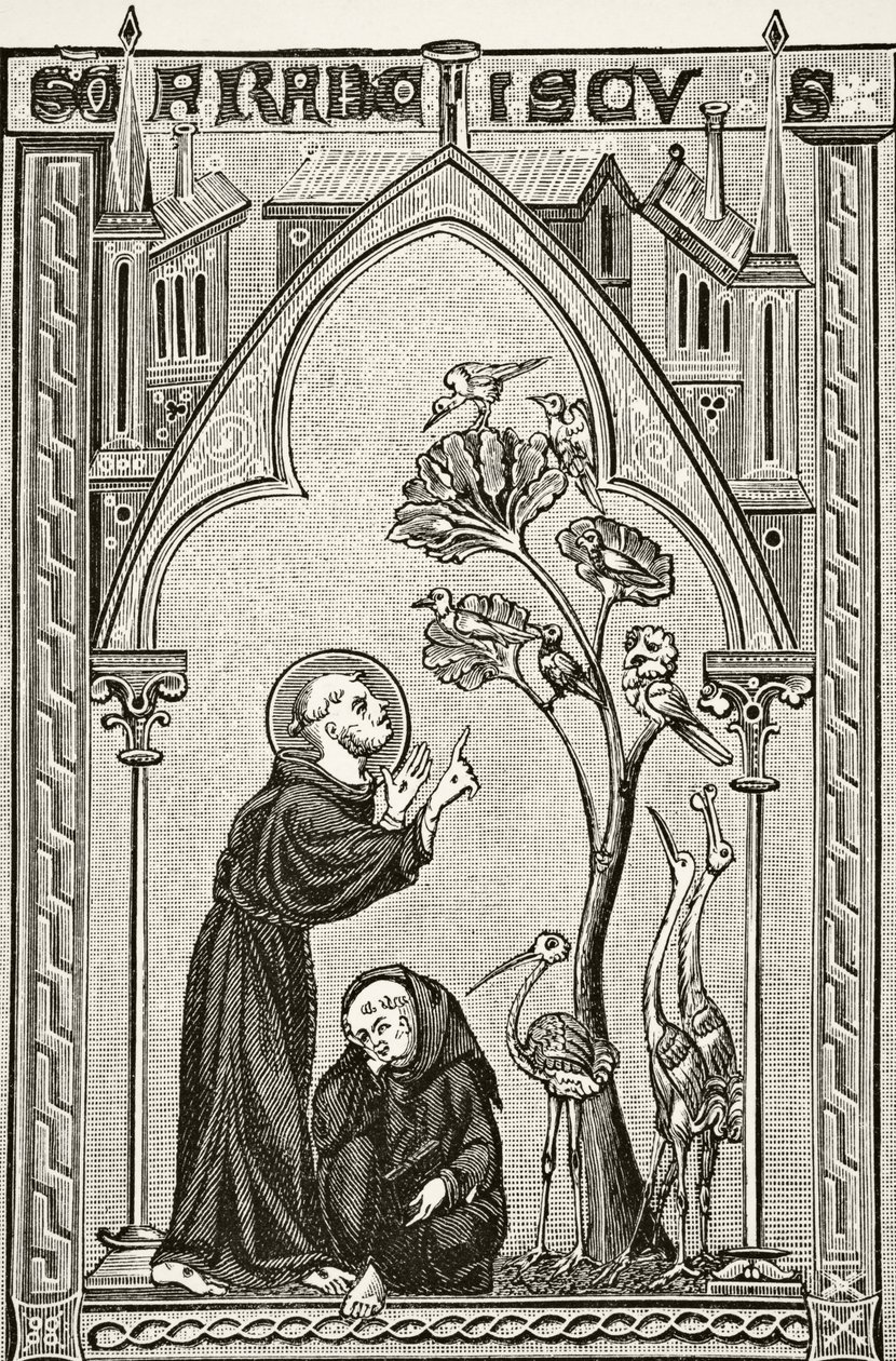 St. Franciscus van Assisi die met de vogels praat, uit 