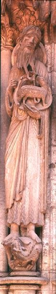 St. Johannes de Doper, jamb-figuur van de rechterkant van de centrale deur van het noordportaal door French School