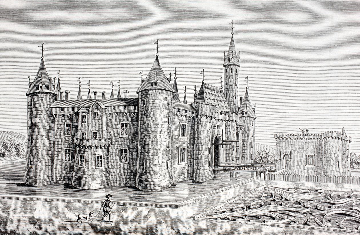 Het Kasteel van Rambouillet, Frankrijk, naar een 18e-eeuwse gravure, uit 