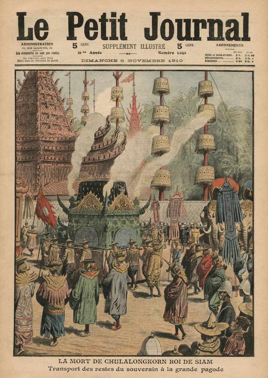 De dood van Chulalongkorn, koning van Siam, illustratie uit 