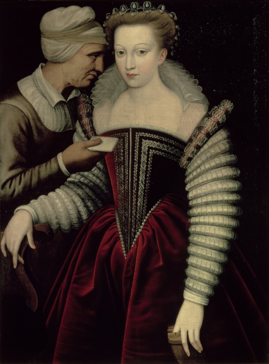 De liefdesbrief, een dame met haar dienstmeid door French School