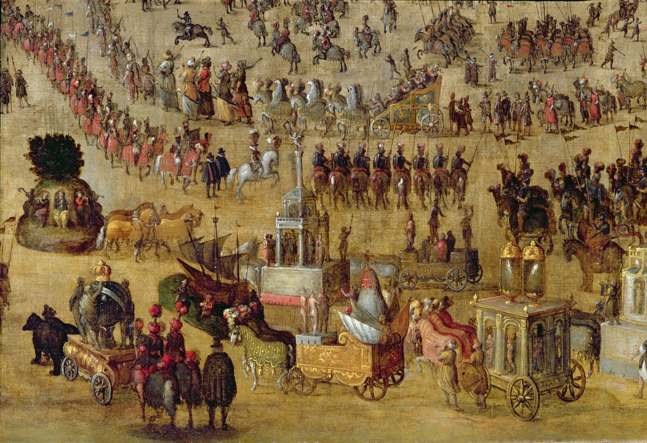 De Place Royale en de Carrousel in 1612 (detail) door French School