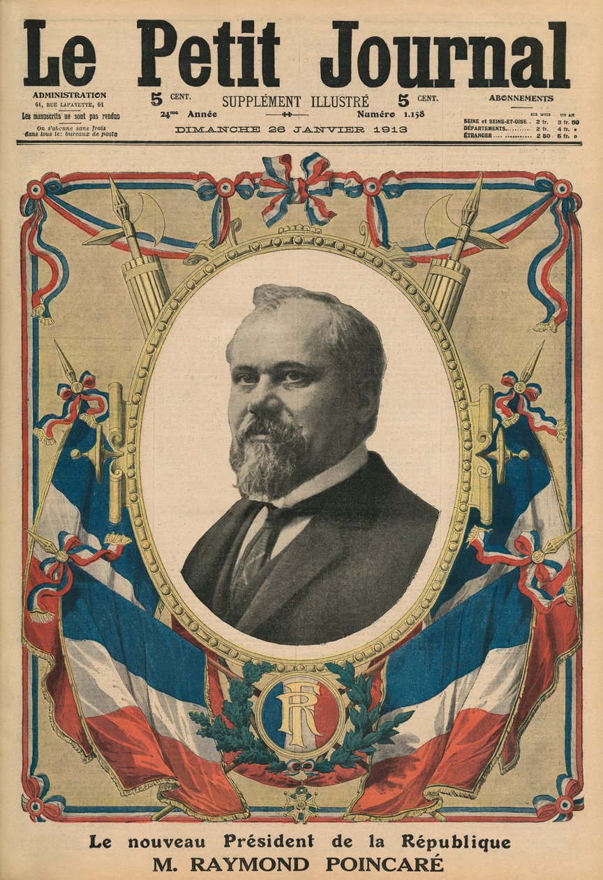 De nieuwe president van de Franse Republiek, Raymond Poincare, voorpagina illustratie van 