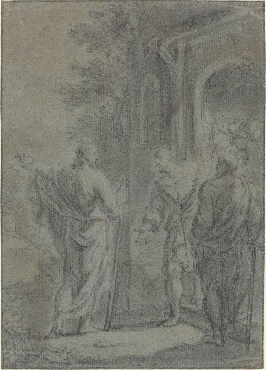 Figuren (Christus roept een van de apostelen?) door French 17th Century