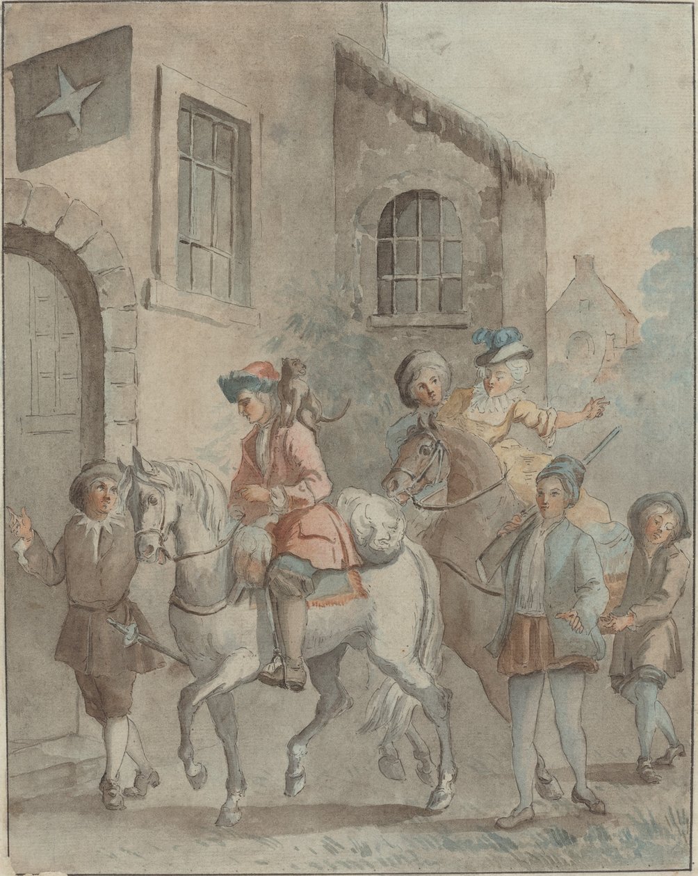 Aankomst bij een Herberg door French 18th Century after Jean Baptiste Oudry