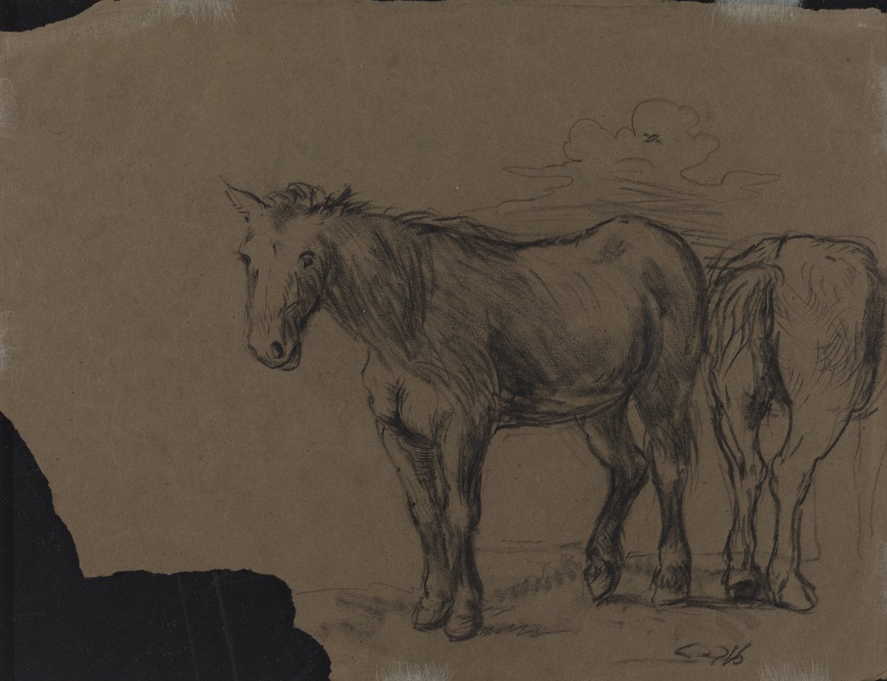 Paarden door French 19th Century