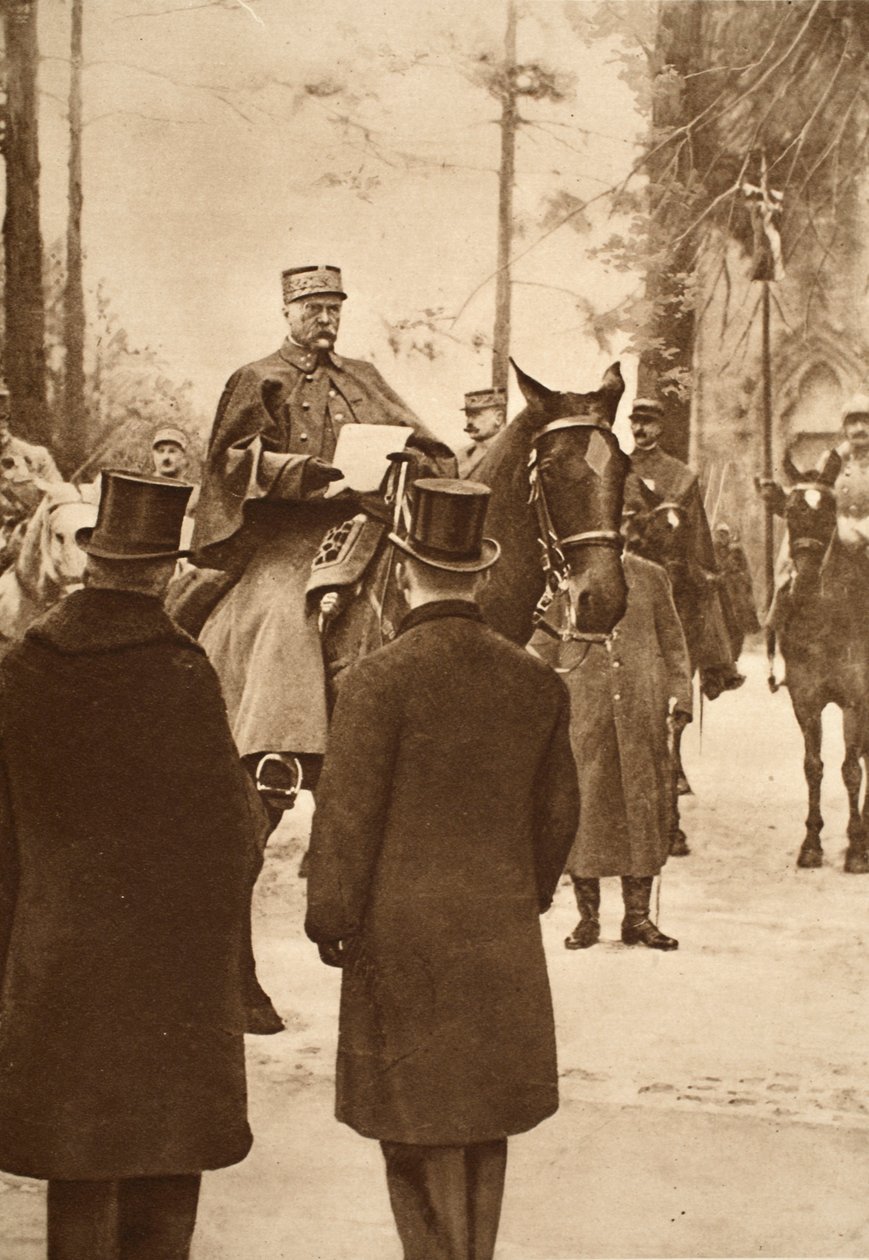 Generaal Hirschauer, neemt bezit van de Keht-bruggenhoofd, 30 januari 1919 door French Photographer