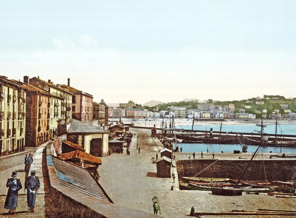 Haven van San Sebastián, Spanje, 1890-1900 door French Photographer