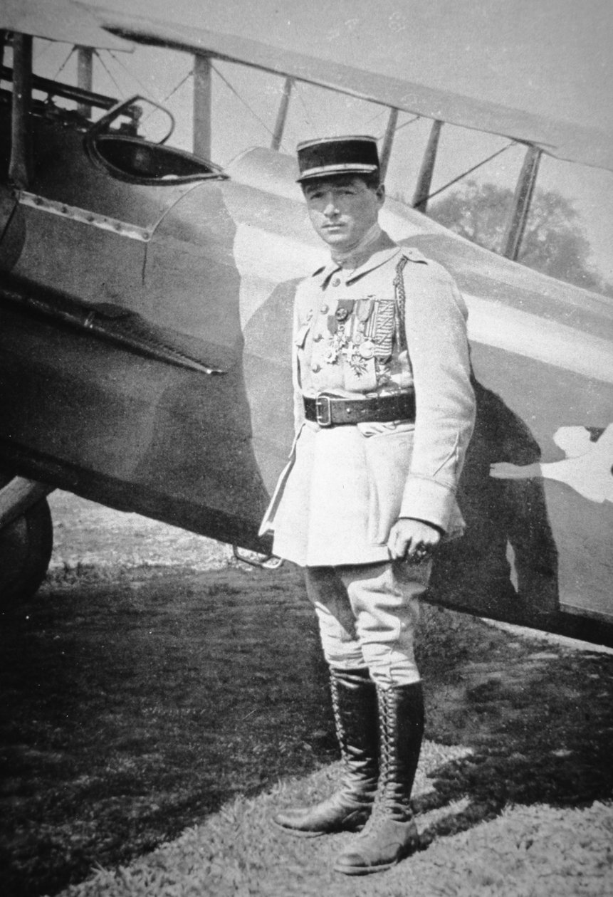 WWI Franse lucht aas Sous-Lieutenant Rene Fonck, bekroond met Legion D