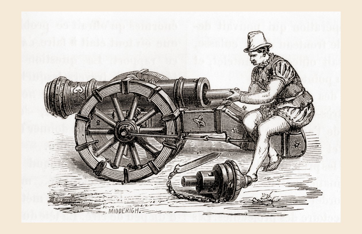 Een 16e-eeuws Duits achterlaadkanon, uit Les Merveilles de la Science, gepubliceerd ca. 1870 door French School