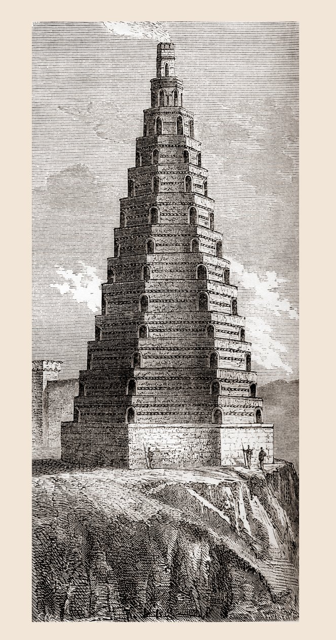 Een 19e-eeuwse afbeelding van De Toren van Orde, vernietigd in 1644, Boulogne-sur-Mer, Frankrijk, uit 