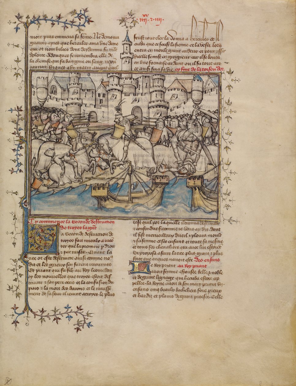 Een slag uit de Trojaanse oorlog, ca. 1390-1400 door French School