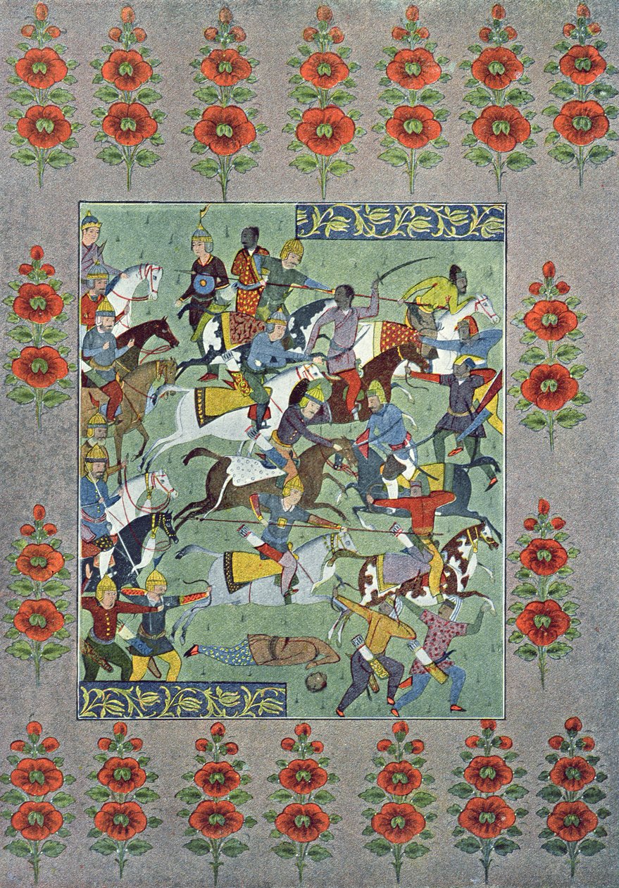 Een gevecht, illustratie uit De Arabische Nachten, 1895 door French School