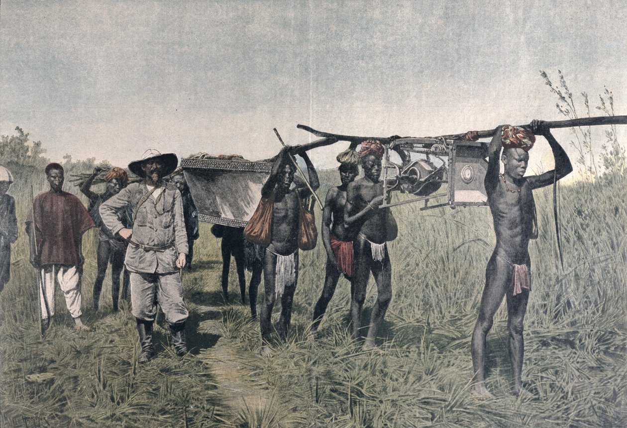 Een konvooi op de Marchand-missie in 1898, uit Le Petit Journal, 1899 door French School