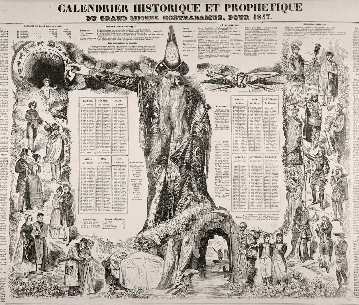 Een Historische en Profetische Kalender van Michel Nostradame (Nostradamus) (1503-66) 1847 door French School