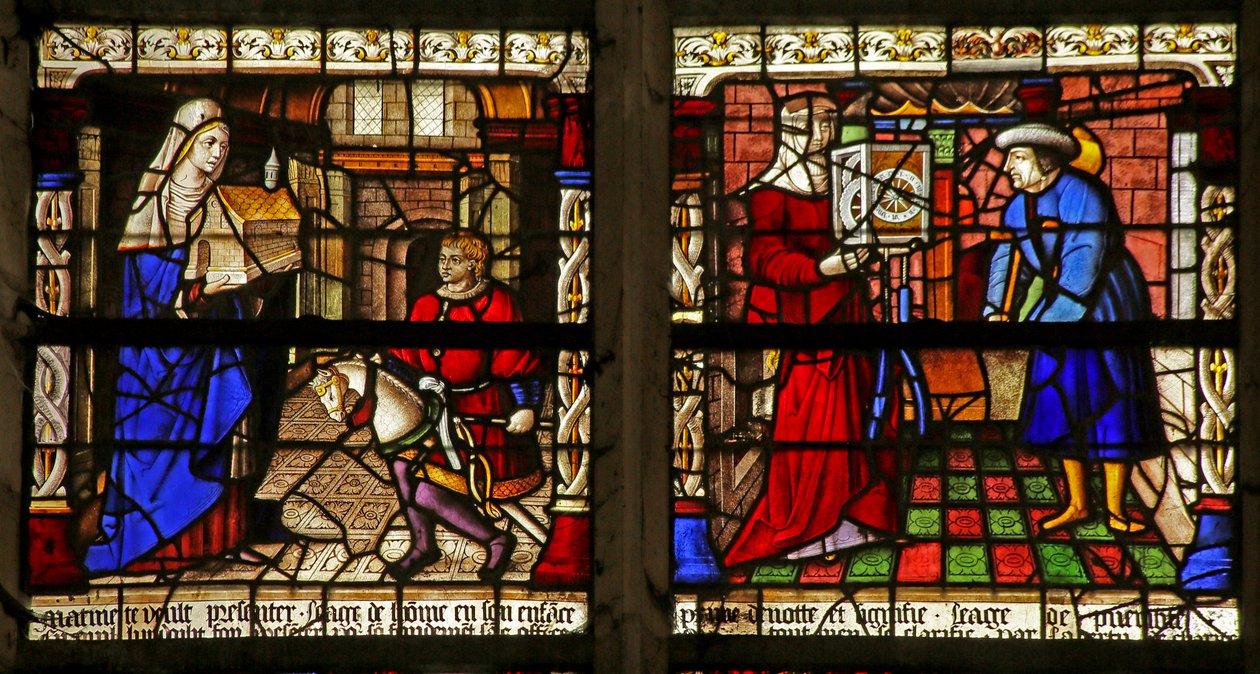 Een Wonder van de Maagd Maria (l); De Annunciatie (r) door French School