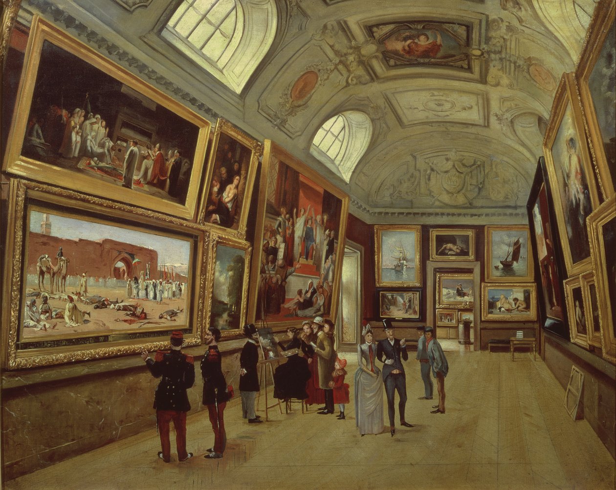 Een schilderijengalerij in het Musee du Luxembourg, 1883-85 door French School