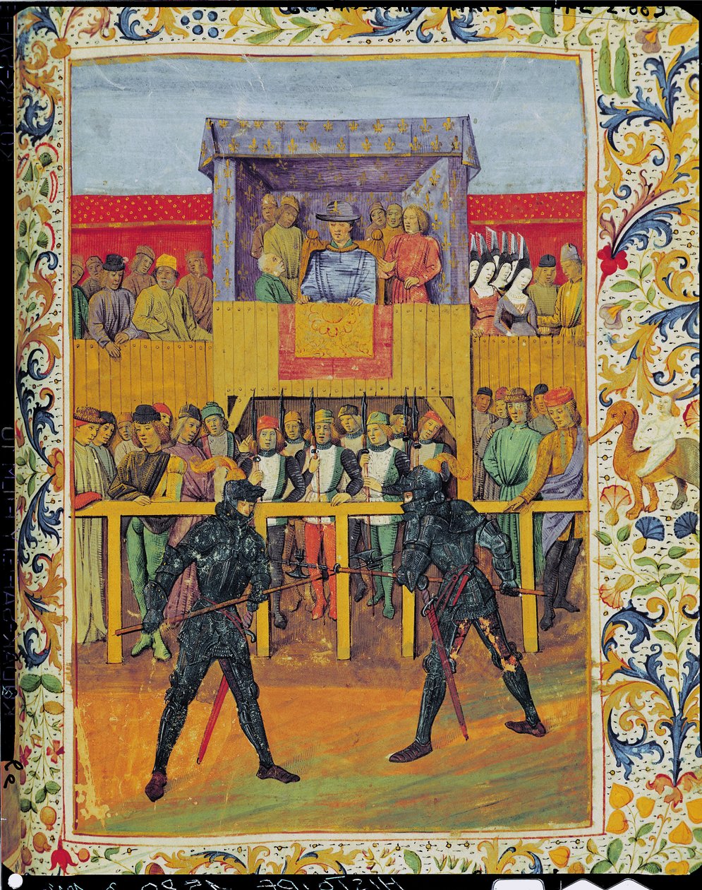 Een toernooi van hand-tot-hand gevechten, uit Le Jouvencel door Jean de Bueil door French School