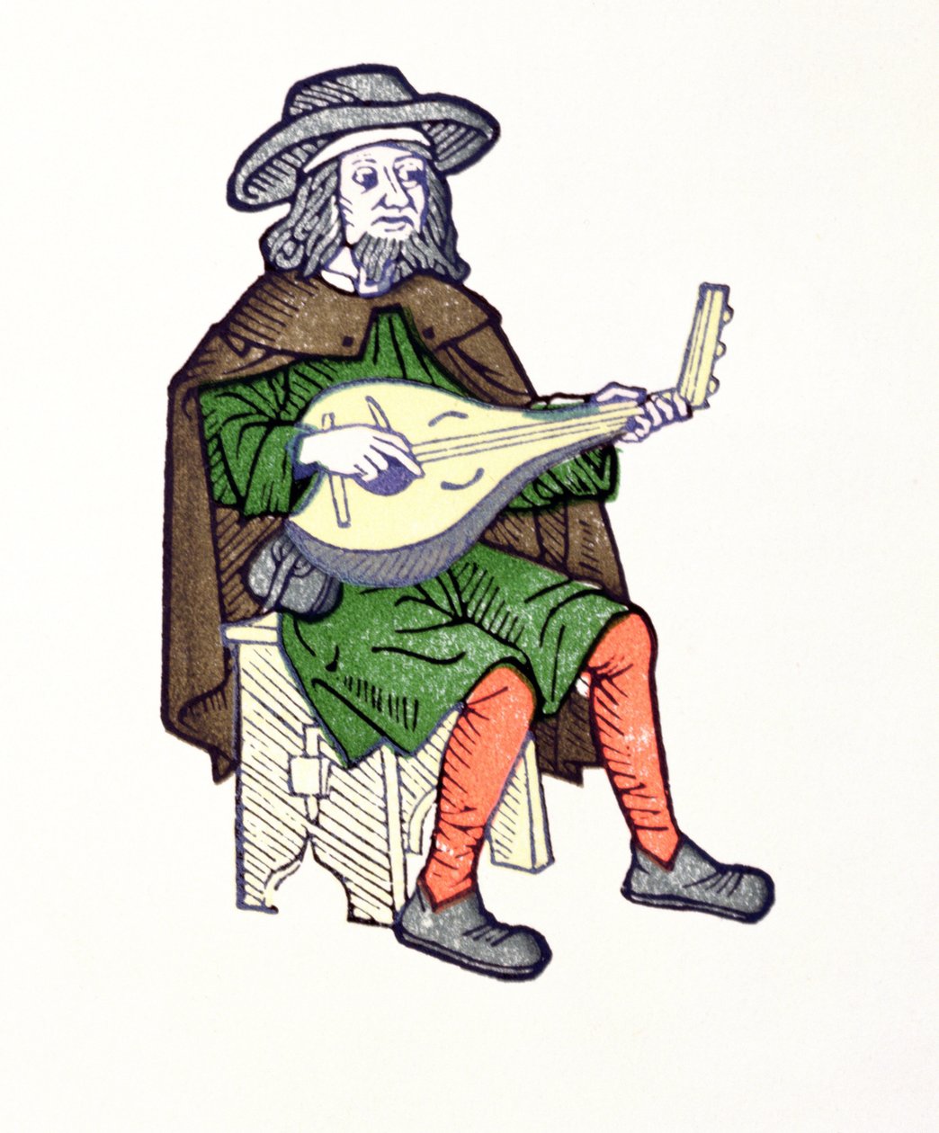 Een Troubadour die luit speelt, uit de vroege 13e-eeuwse chantefable Aucassin et Nicolette door French School