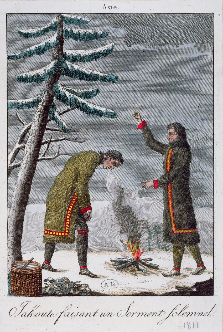 Een Jakoet die een plechtige eed aflegt, 1811 door French School