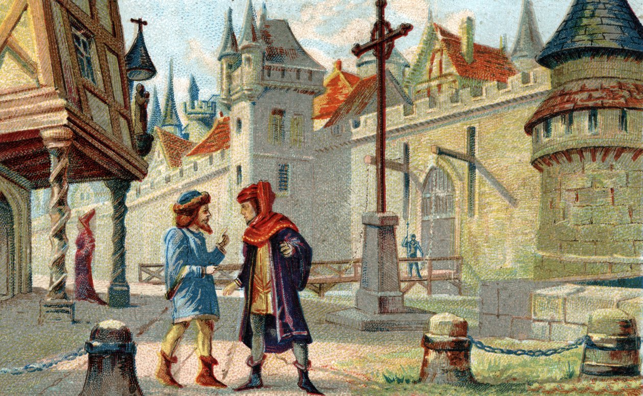 Een stad in de middeleeuwen door French School
