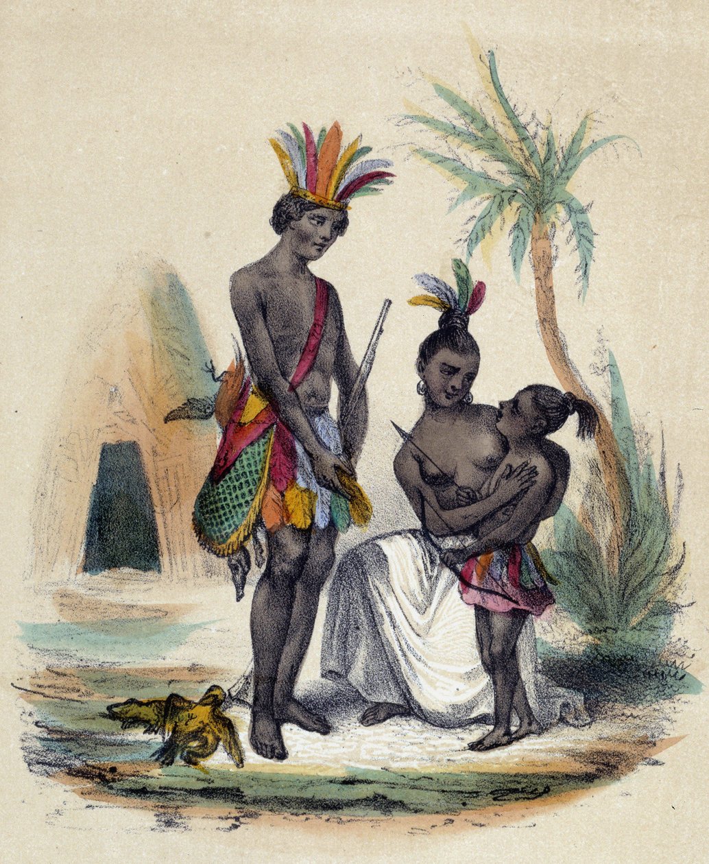 Een familie van Canadese Indianen voor hun tipi