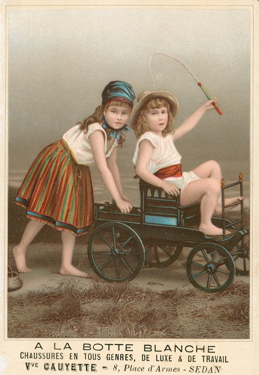 A la Botte Blanche Franse reclame voor schoenen (chromolitho) door French School