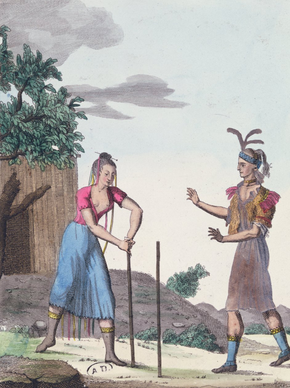 Een huwelijksceremonie met de Creek-indianen, c.1811 door French School