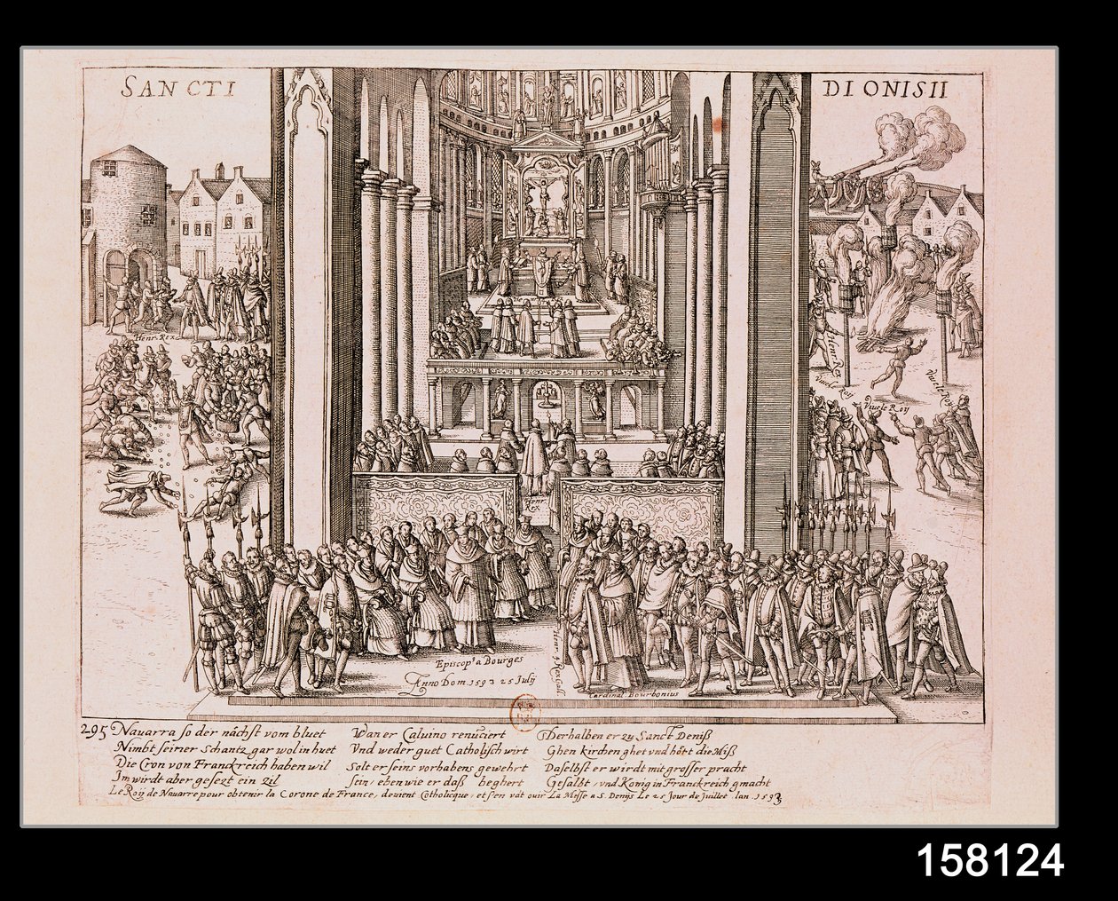 Afzwering van Henri IV (1553-1610) in St. Denis op 15 juli 1593 door French School