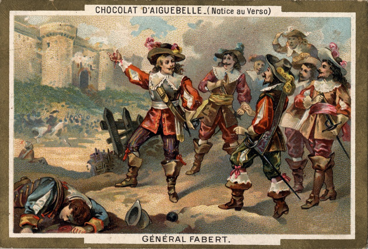 Abraham de Fabert (1599-1662), Maarschalk van Frankrijk, tijdens het beleg van Stenay (departement van de Maas) in 1654. Chromolithografie uit de 19e eeuw. door French School