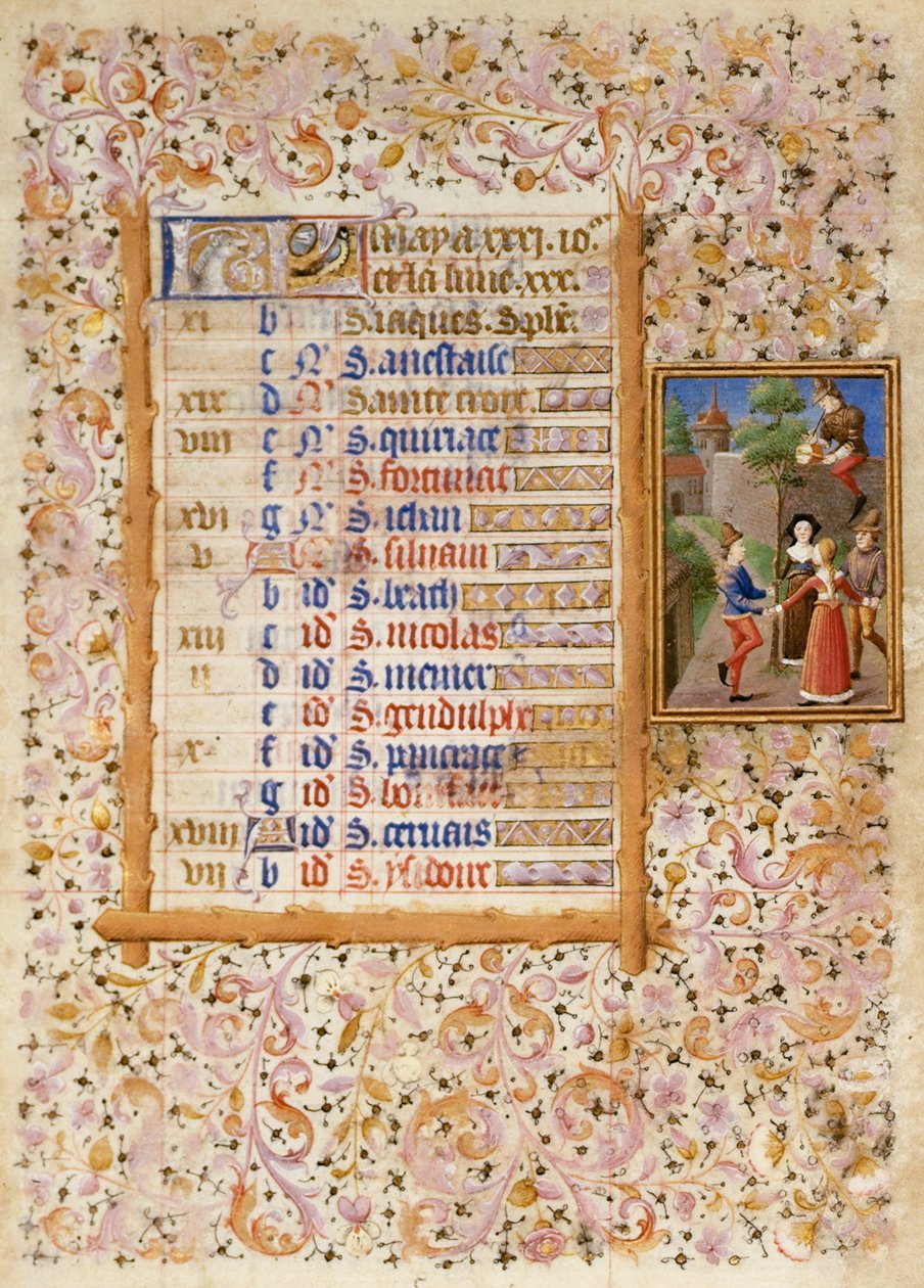 Kalenderpagina voor mei, uit een Getijdenboek door French School